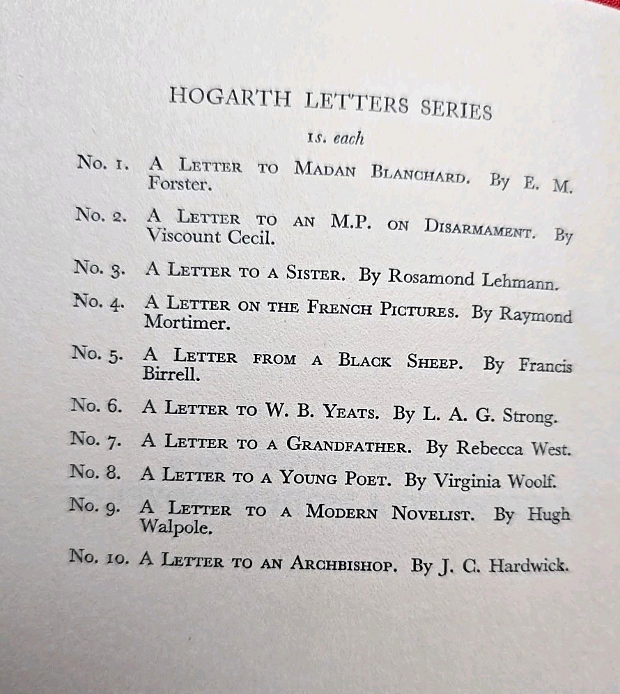 Walpole, Hugh. „A Letter to a Modern Novelist“: Hogarth Letters No. 9, 1932 1st