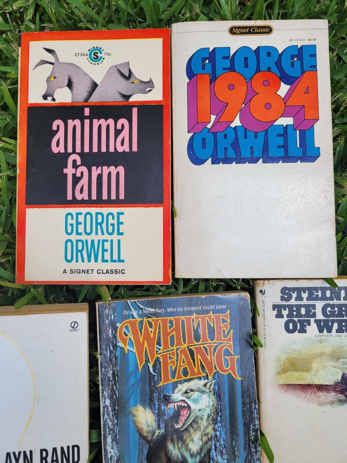 5 Book Vintage Signet Lot PB’s White Fang, 1984, Animal Farm