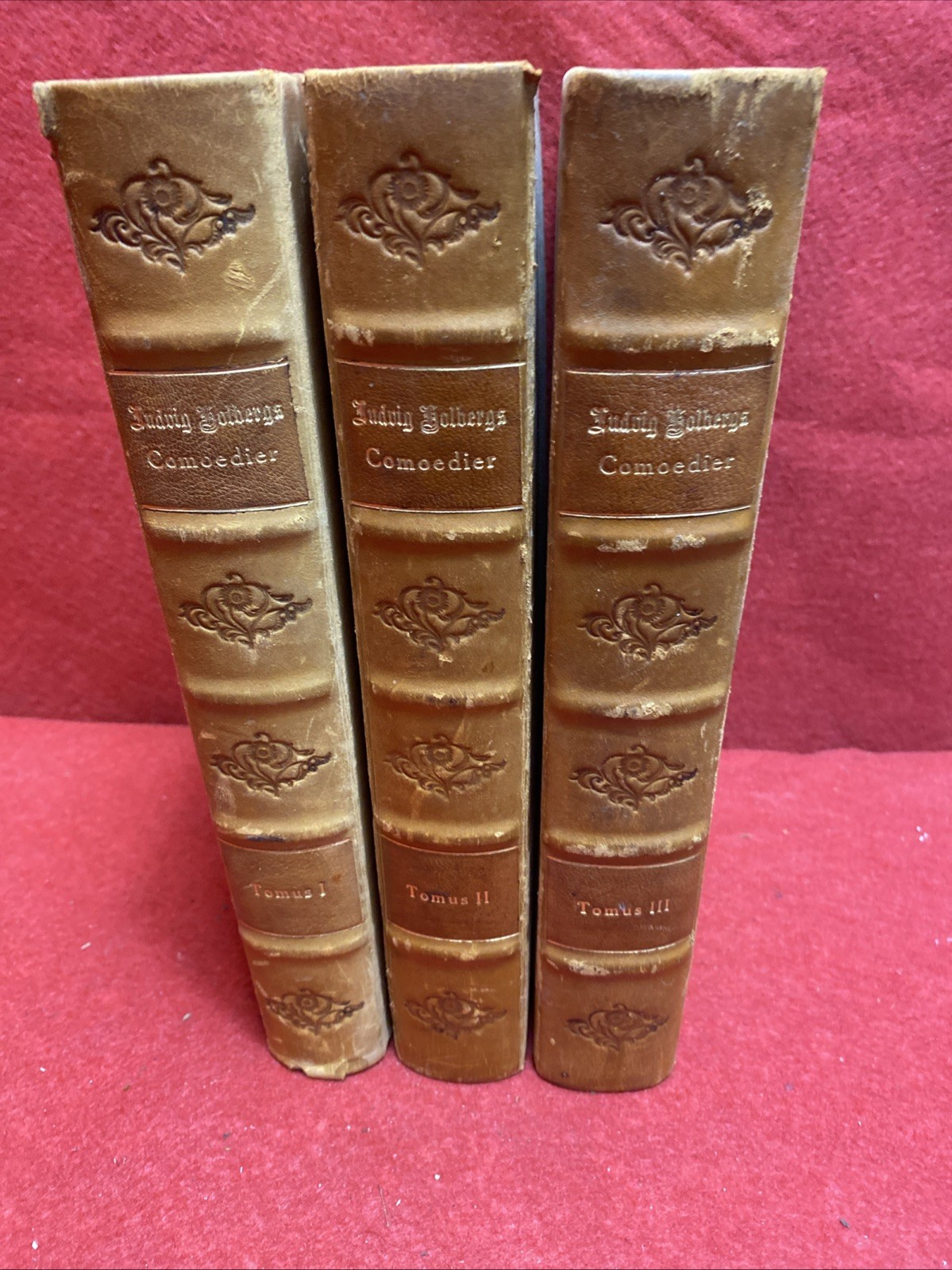 Ludvig Holbergs Comoedier Tomus I II III 1930 1923 Leather Bound 3 Volume Set