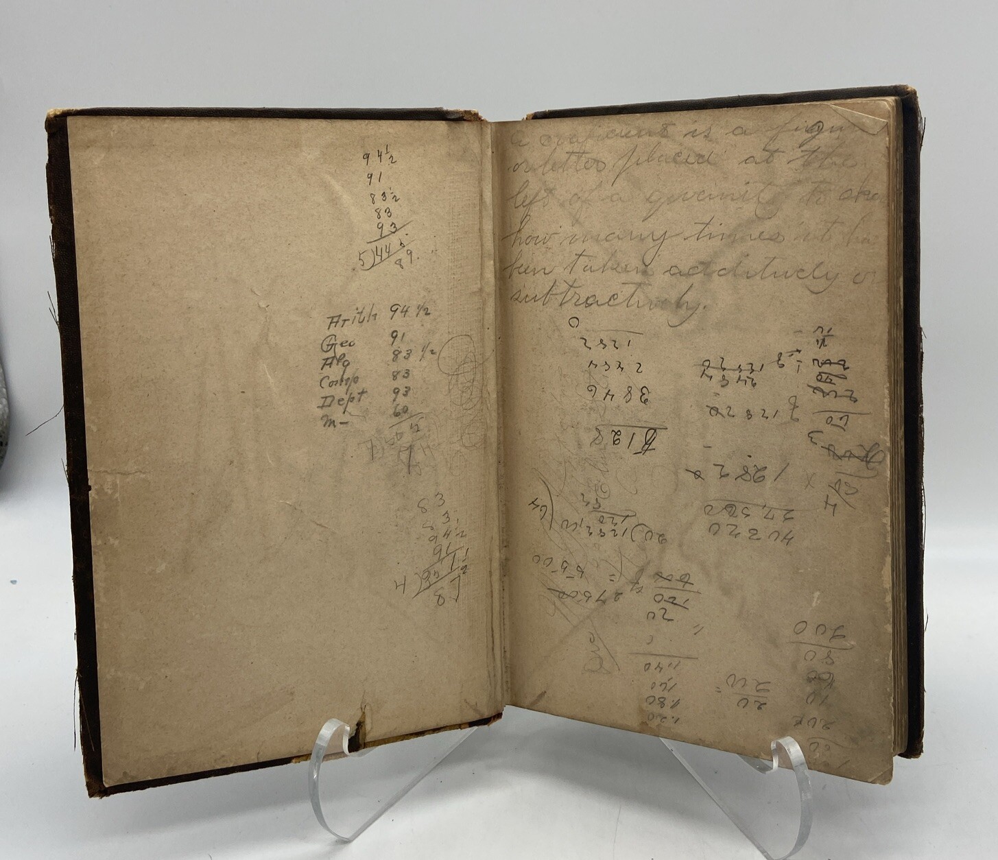 1865 Antique Algebra Book Colleges Academies P A Towne Civil War Era Schoolbook