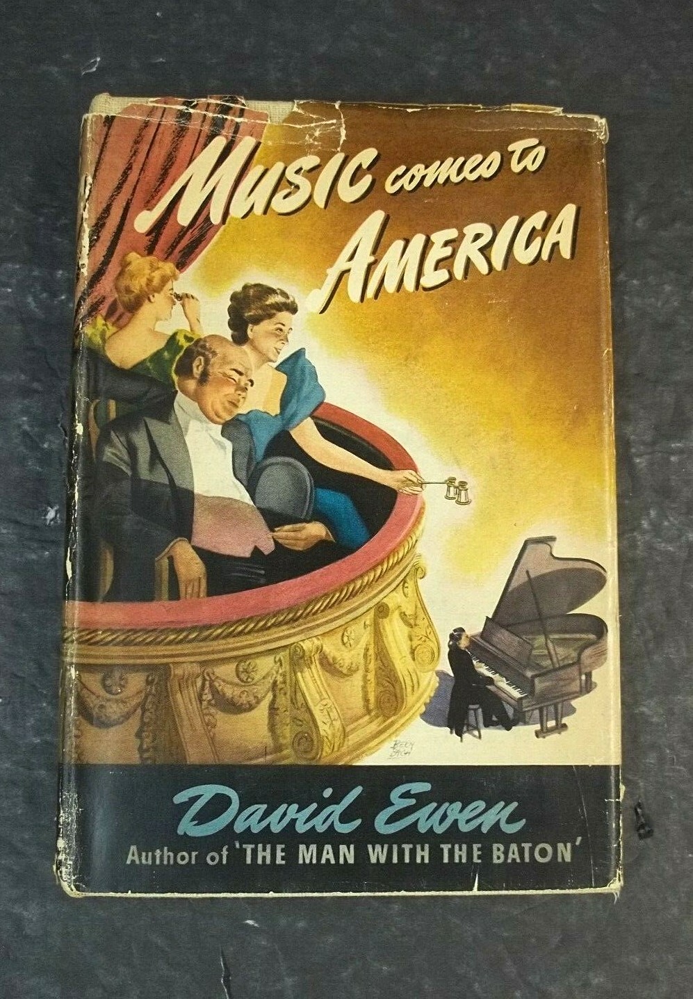 MUSIC COMES TO AMERICA David Ewen Old HC Book DJ 1942 Singing History Art Cover
