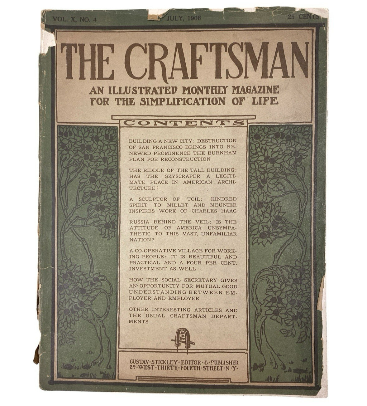 The Craftsman Magazine July 1906 Vol X No 4 Gustav Stickley Louis Sullivan Arts