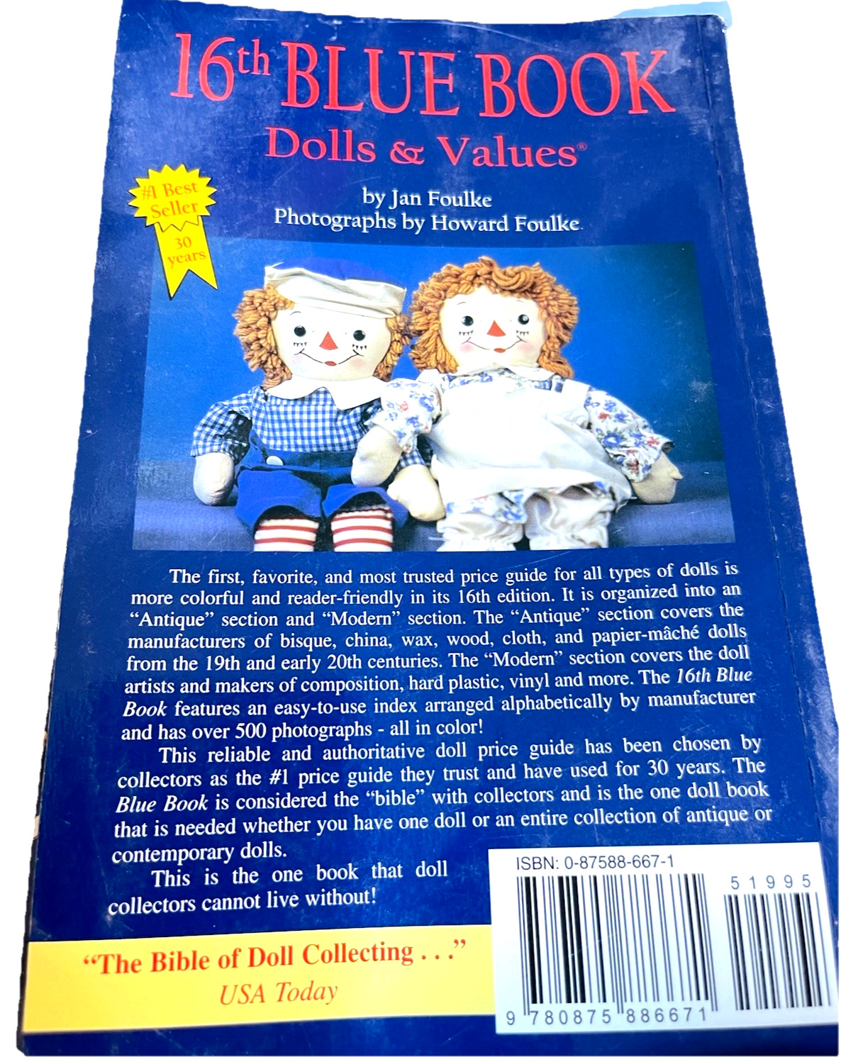 16th Blue Book Dolls & Values Antique & Modern Jan Foulke Paperback 336 Pages