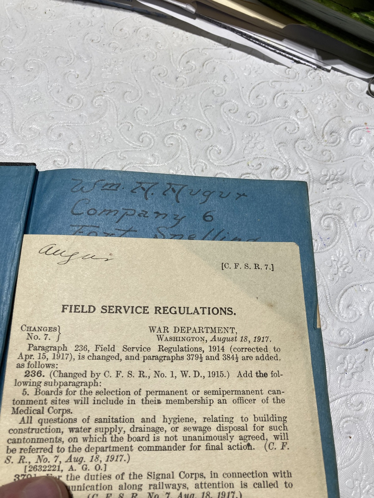 Field Service Regulations United States Army 1914 Corrected to 1916 – 224 pgs