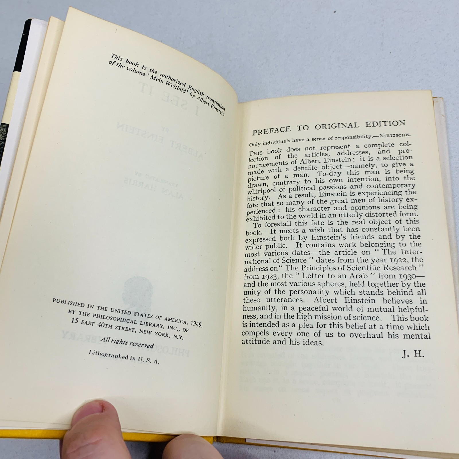 The World As I See It by Albert Einstein 1949 New Abridged Ed HC Vintage Book