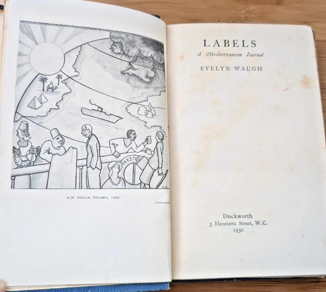 RARE! LABELS by Evelyn WAUGH 1930 1st edition Duckworth: A Mediterranean Journal