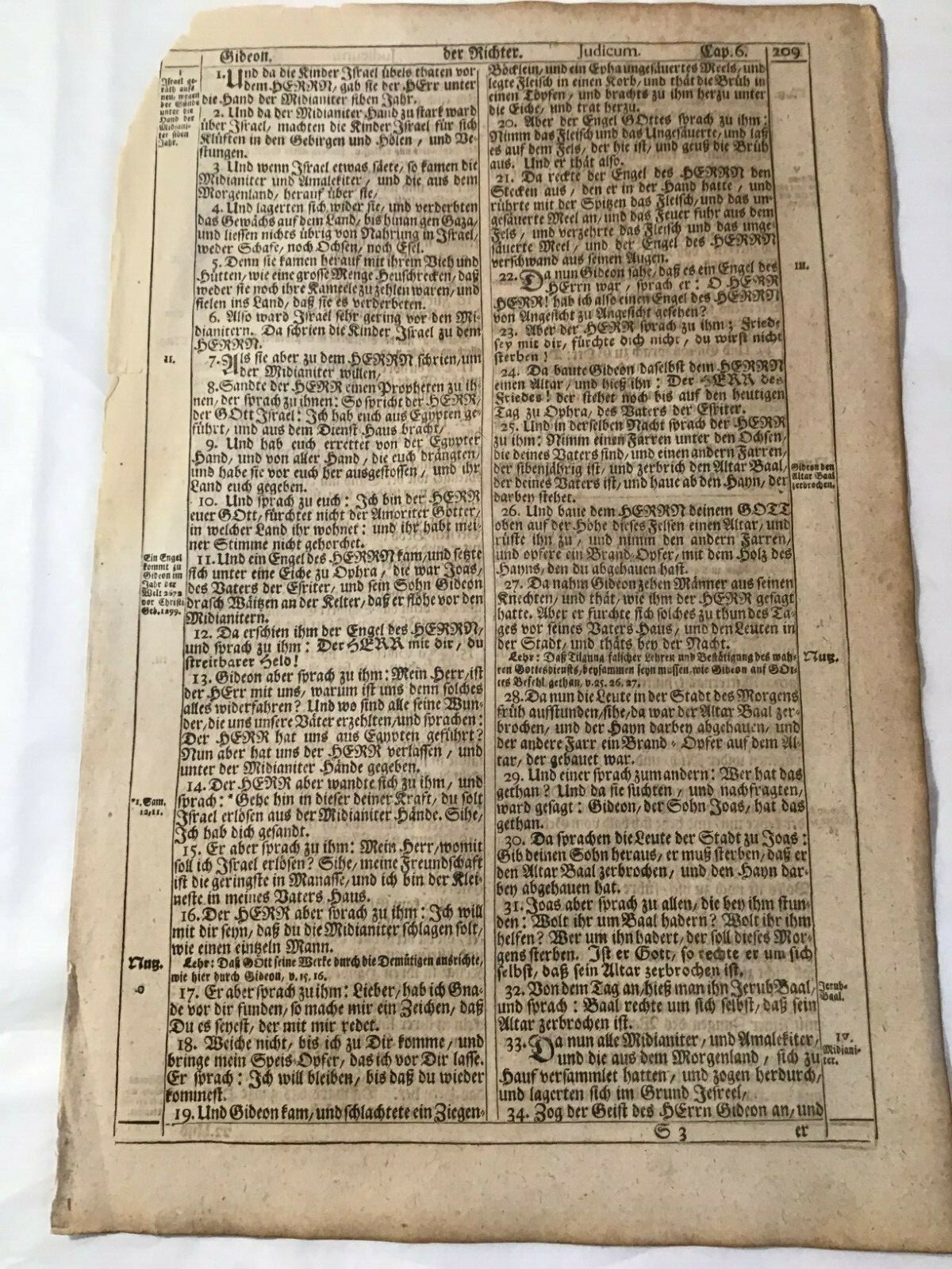 1736 Bible Original Leaf (page) „Biblia, Das Ist“ Holy Bible in German #2