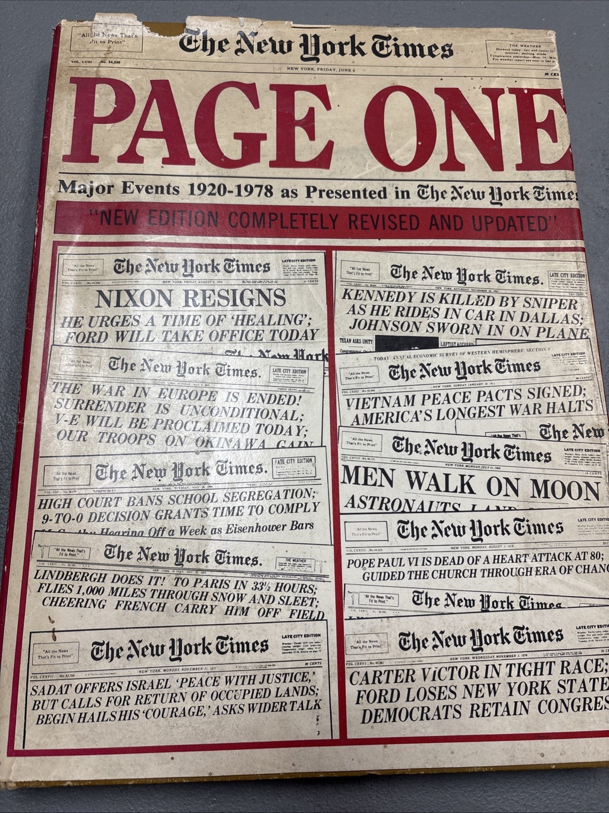 THE NEW YORK TIMES PAGE ONE Major Events 1920-1978 292 pages Hard Back 15.5X11.5