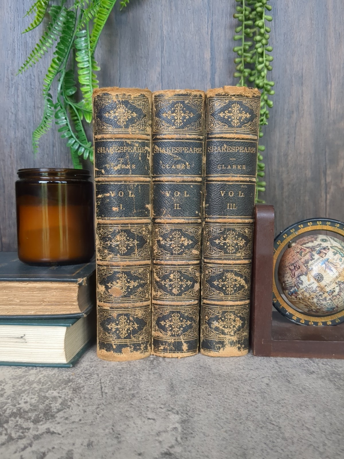 The Works of William Shakespeare 1866 Clarke 3 Volumes Half Leather
