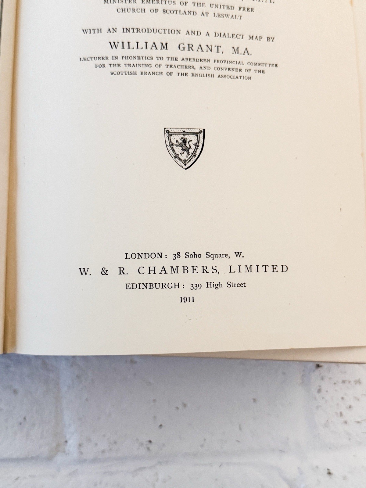 Antique 1911 Chambers’s Scots Dialect Dictionary A. Warrack Scotland Language HC