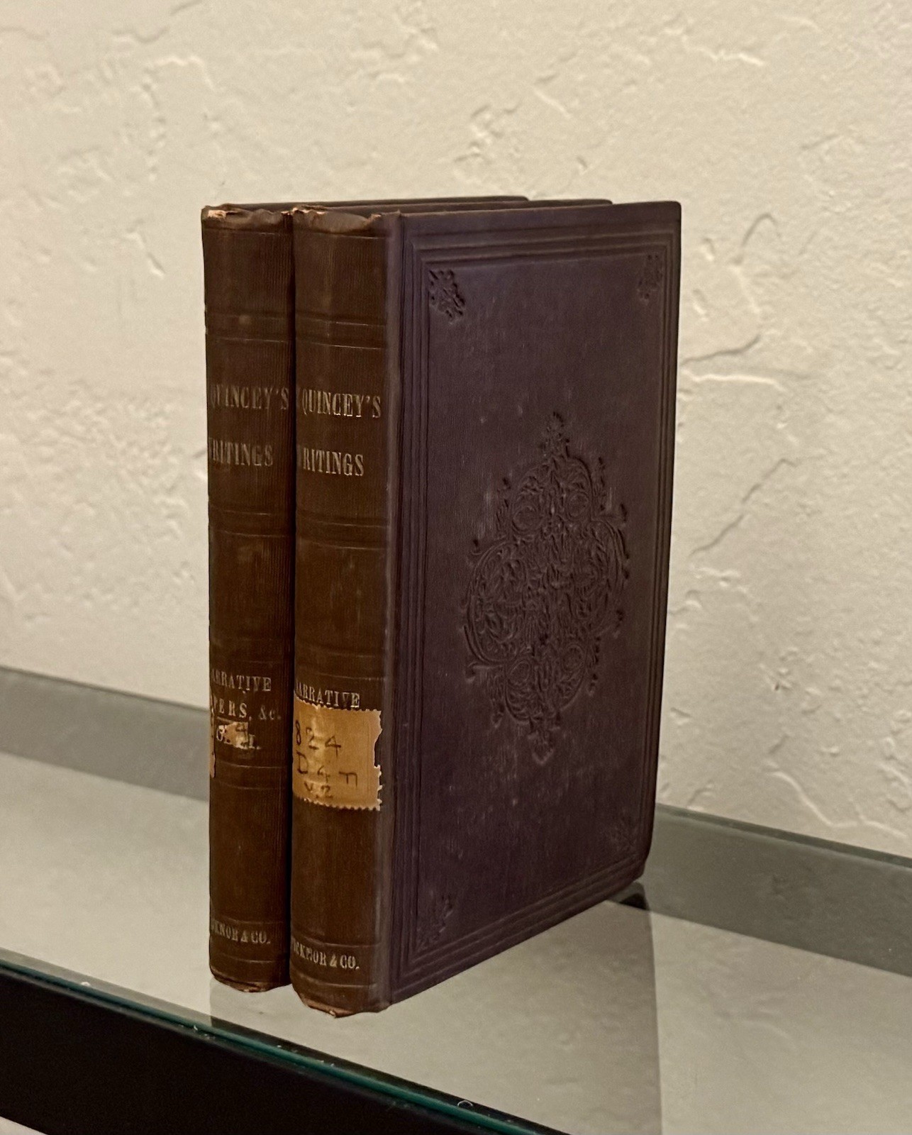 Narrative & Misc. Papers by Thomas De Quincey 1854 HC / 2 Volume Antique Set