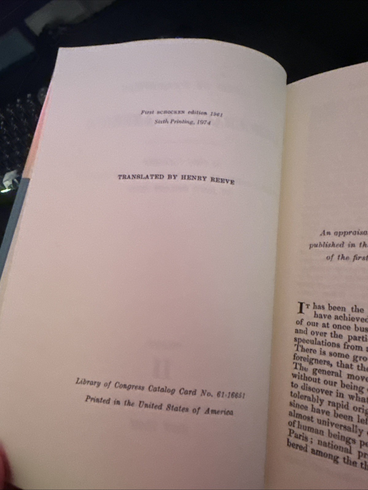 Alexis de Tocqueville Democracy in America 2 Volume Set Schocken Hardcover