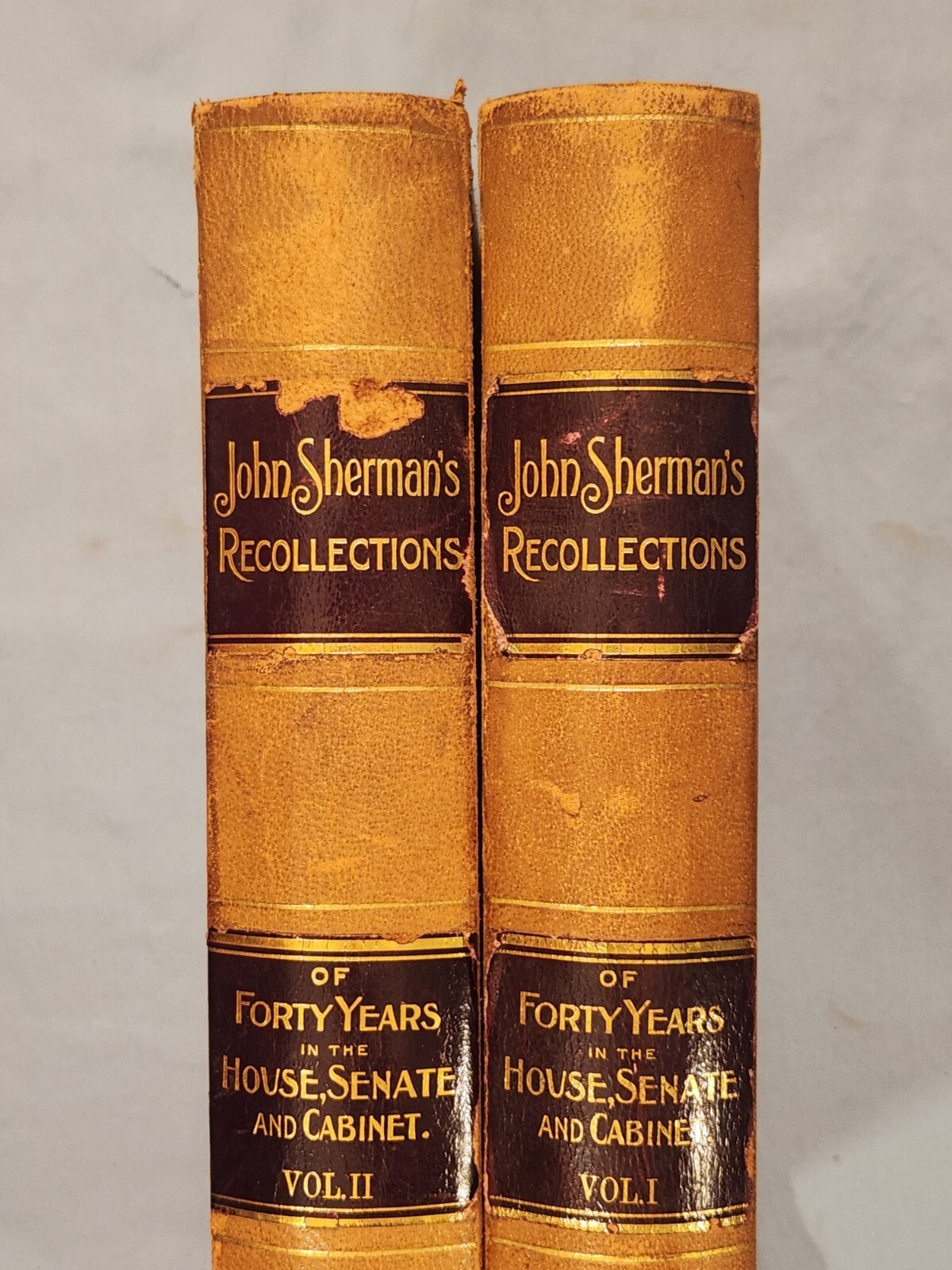 John Sherman’s Recollections of Forty Years in the House and Senate. Leather.