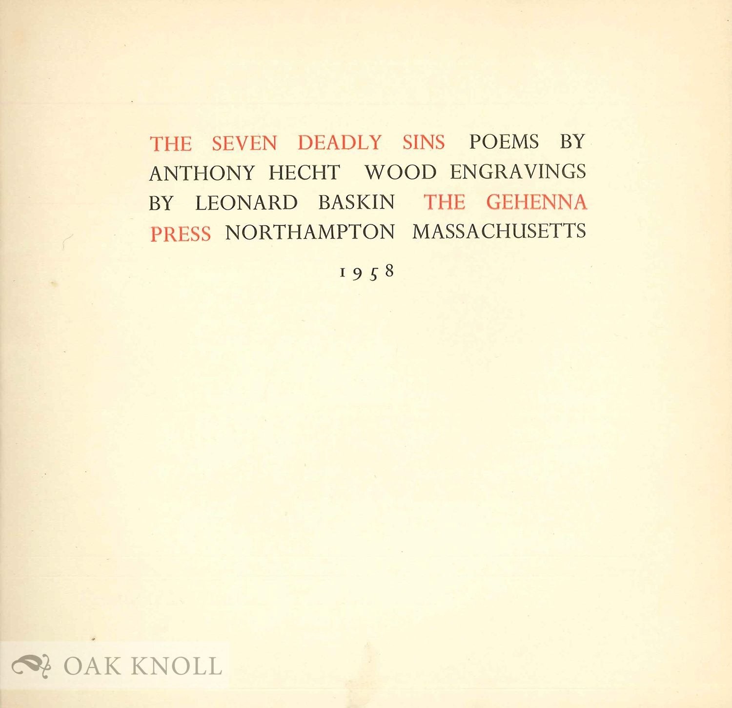 Anthony Hecht / SEVEN DEADLY SINS.|THE 1958