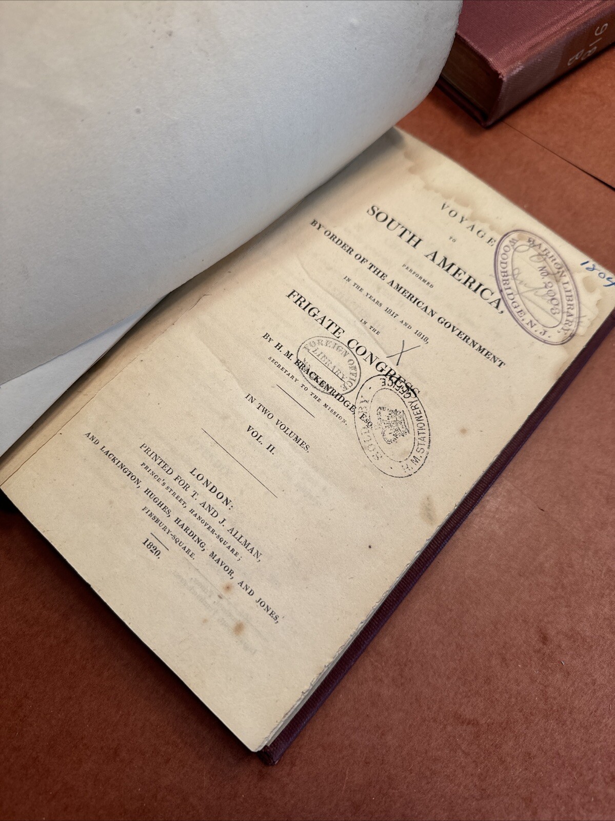 1820 Voyage to South America Brackenridge, rebound. Pres Monroe Spanish Colonies