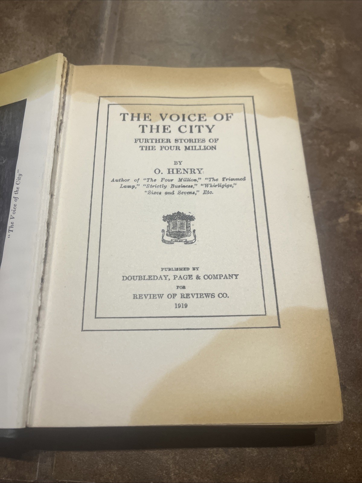 The Voice of a City by O. Henry 1919 Vintage Acceptable Condition