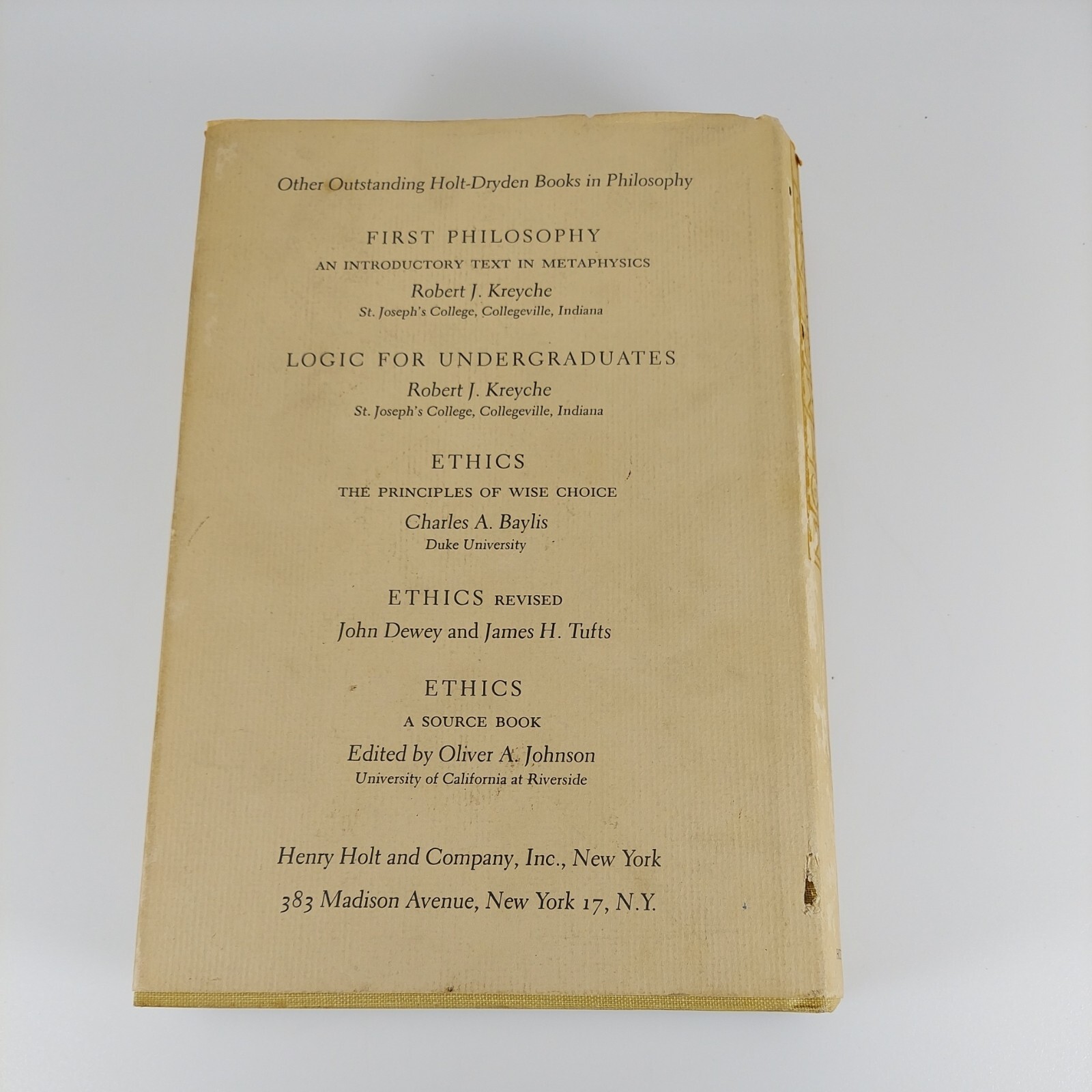Problems In Ethics Michael V. Murray 1960 HCDJ Henry Holt & Company