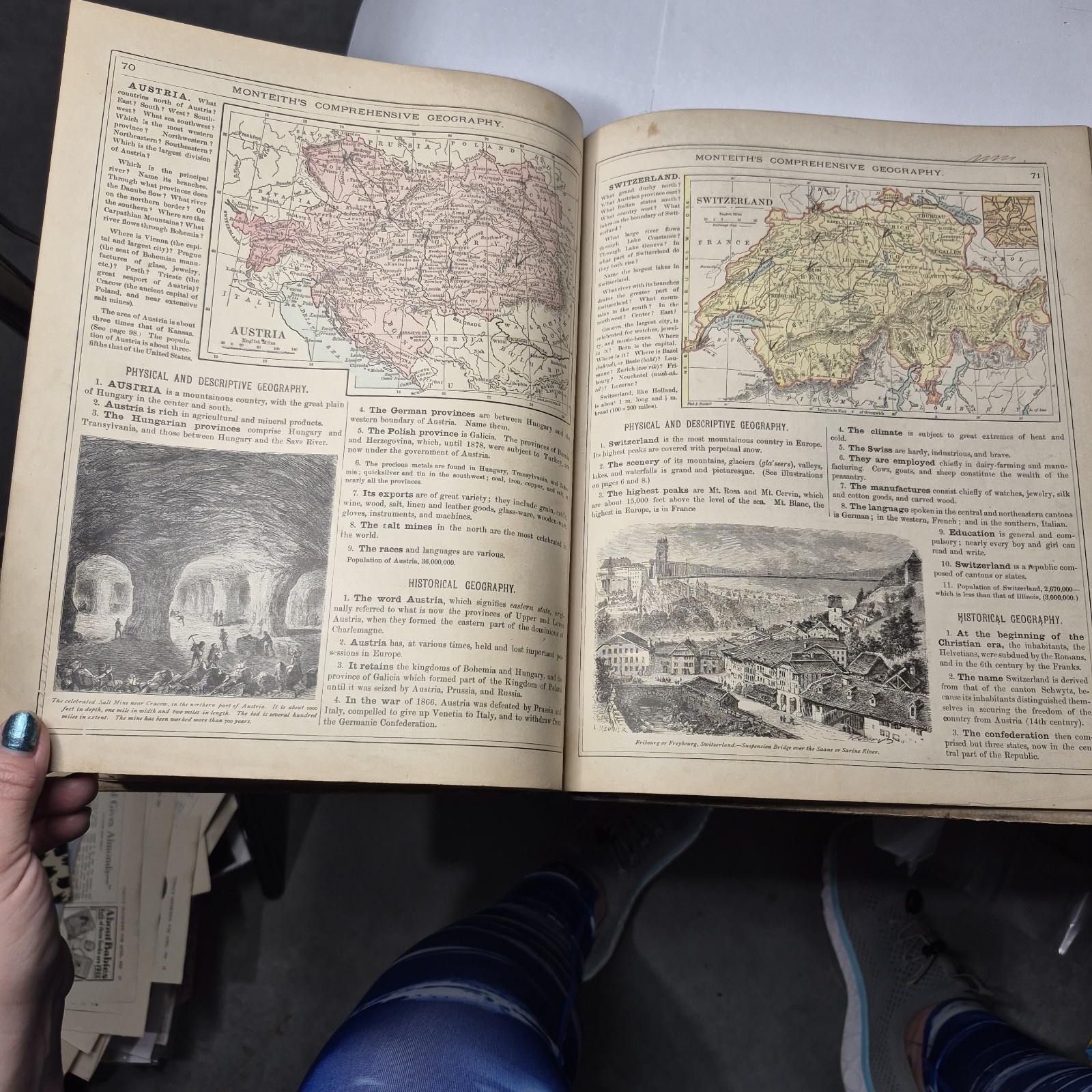 1872 Monteith’s Comprehensive Geography New England Edition Atlas Color Maps C03