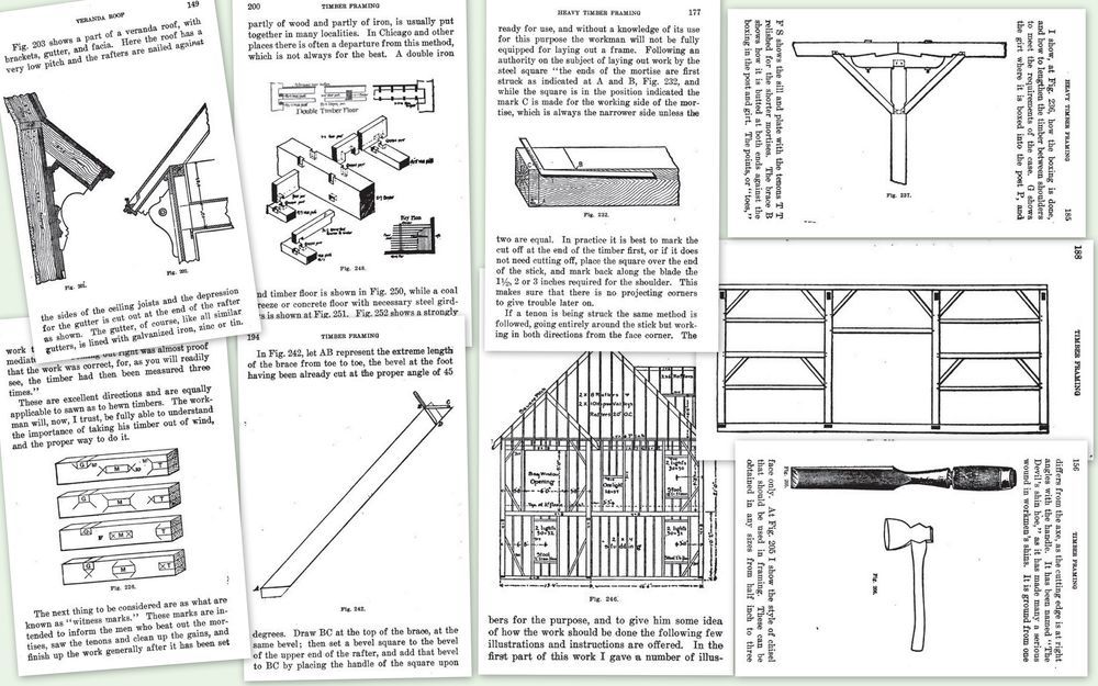 Timber Framing How-To Book Plans 1908 Slick Chisel Mallet 450Pics 385Pg Log Home