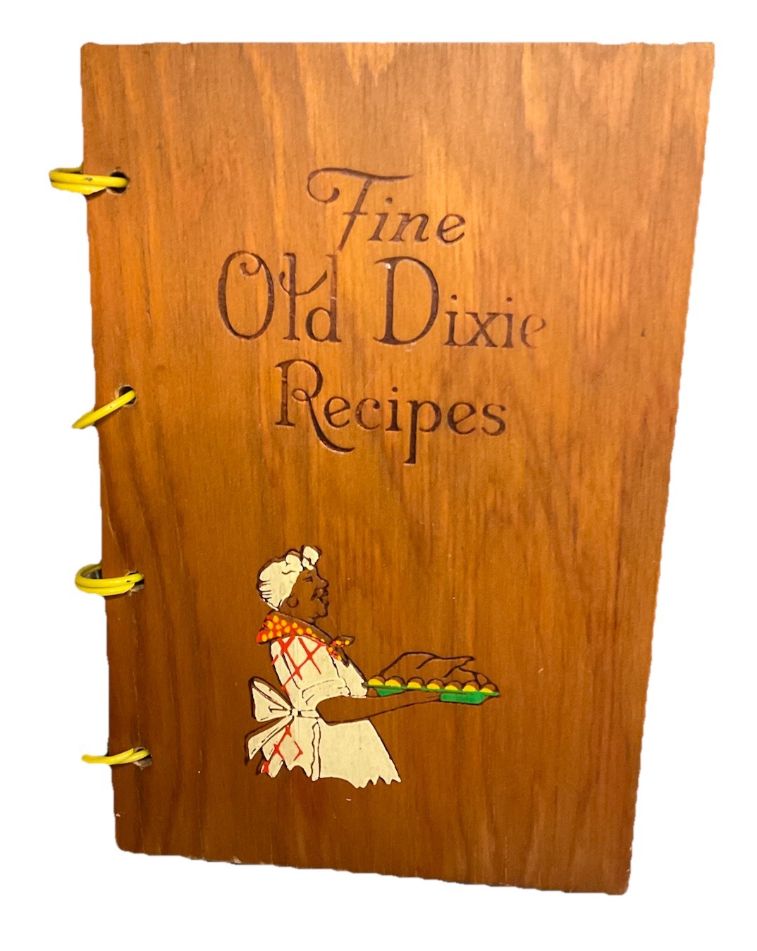 Vintage 1965 Southern Cookbook Wood Cover Fine Old Dixie Recipes Kitchen Decor