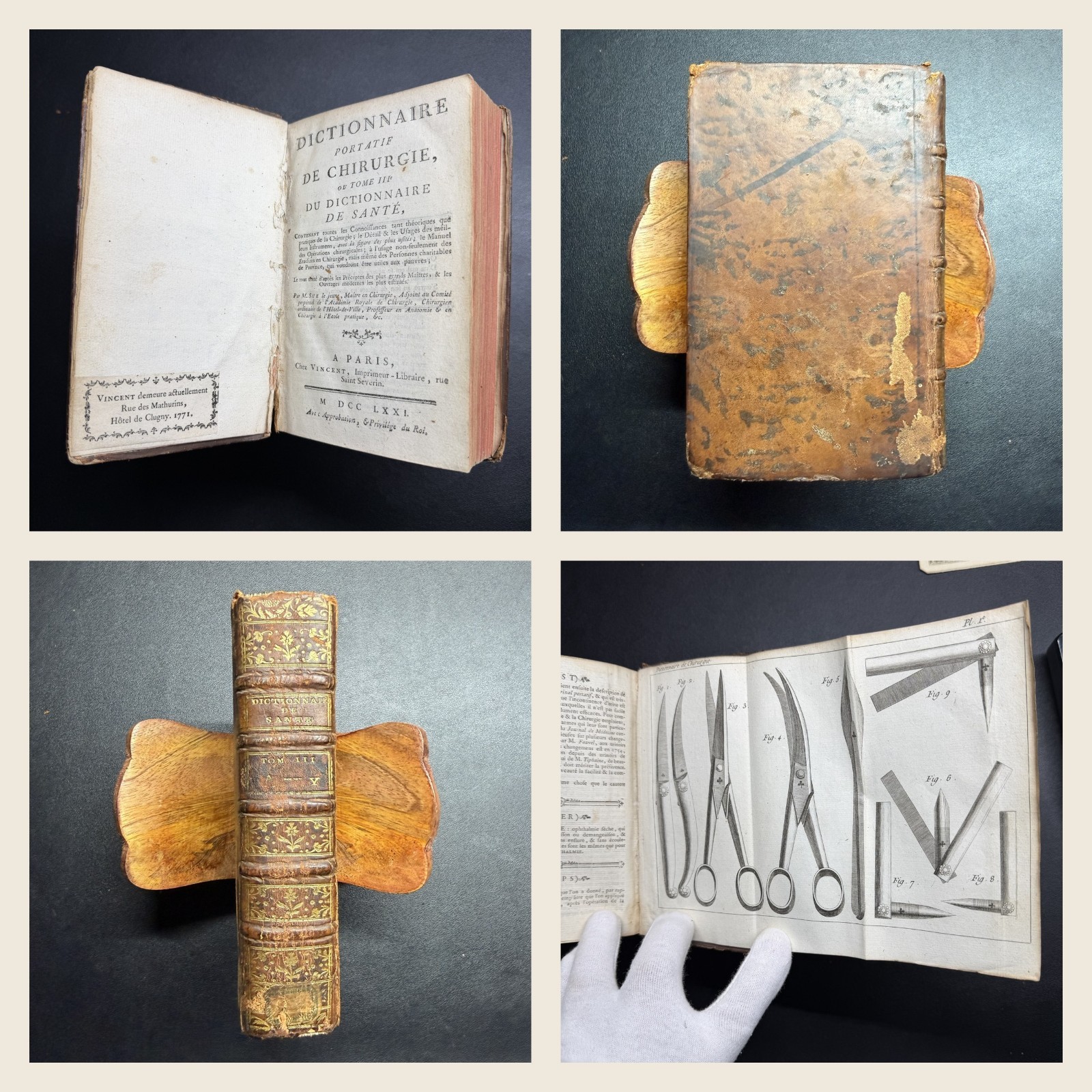 ?? 1771 Pierre Sue Surgery Dictionary Vol 3 French Medical 2 Plates Leather