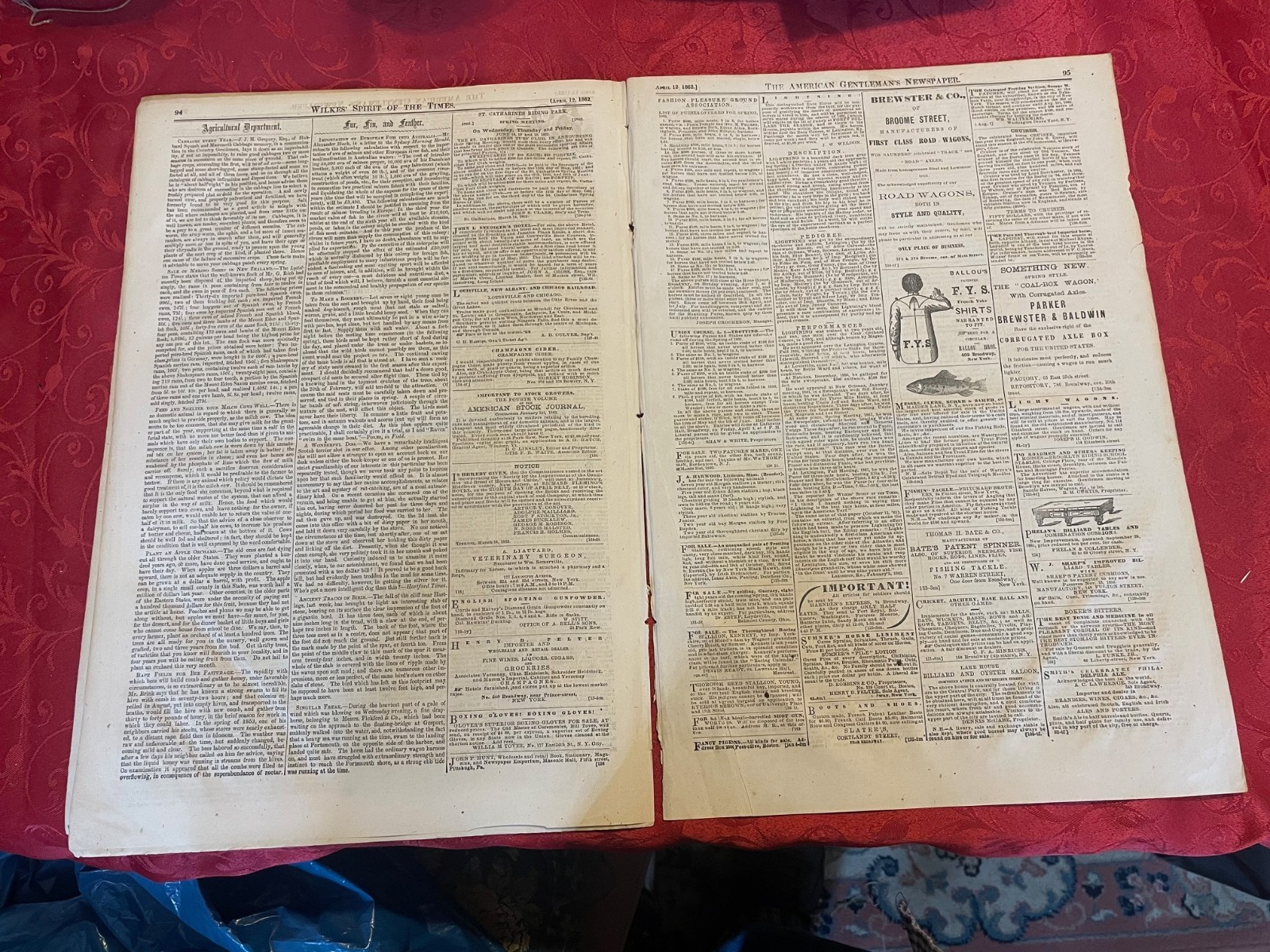 Wilkes’ Spirit Of The Times – Sports/Literature/Stage Newspaper April 12, 1862