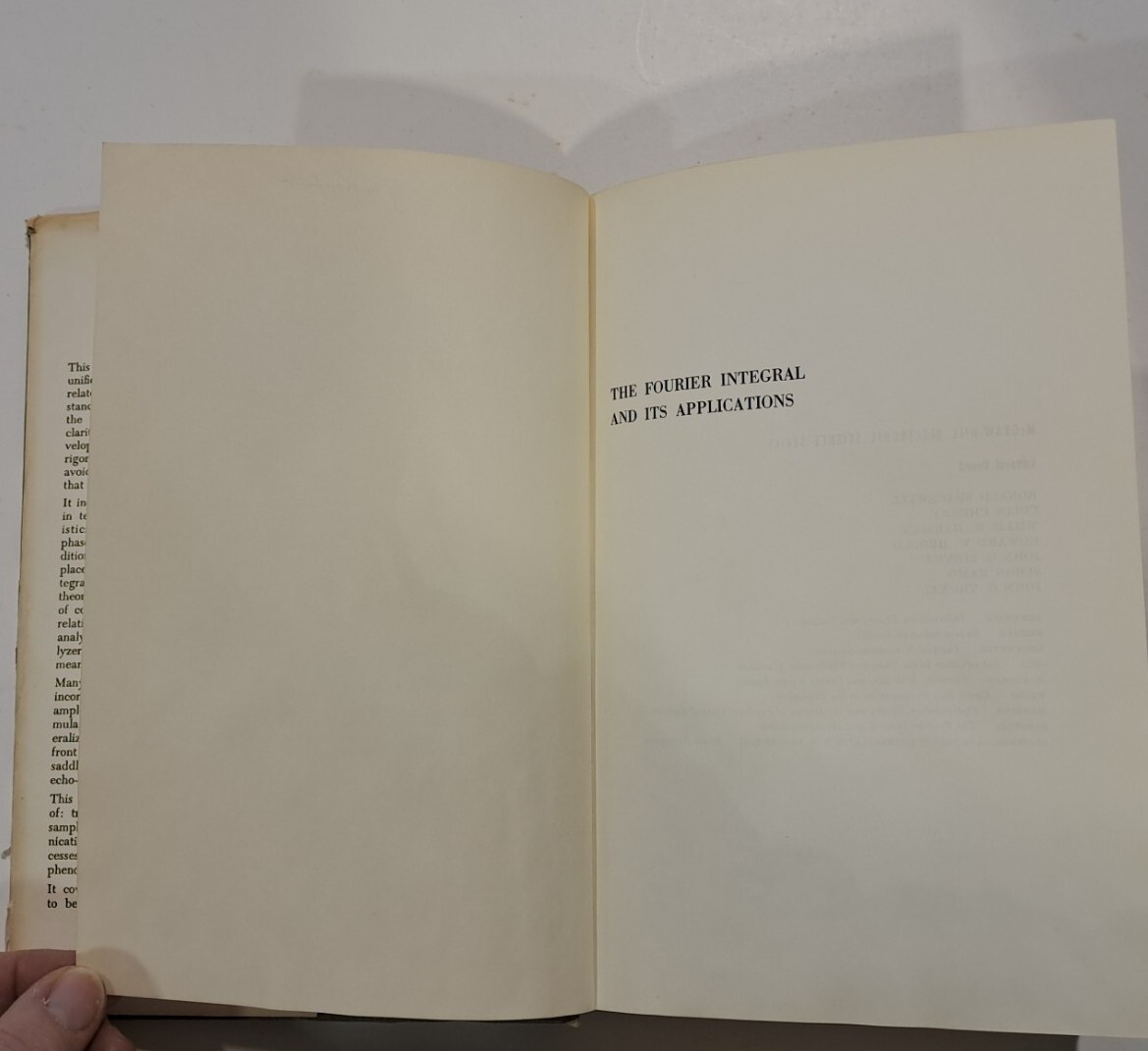 RARE The Fourier Integral and Its Applications 1962 ELECTRICAL ENGINEERING 193