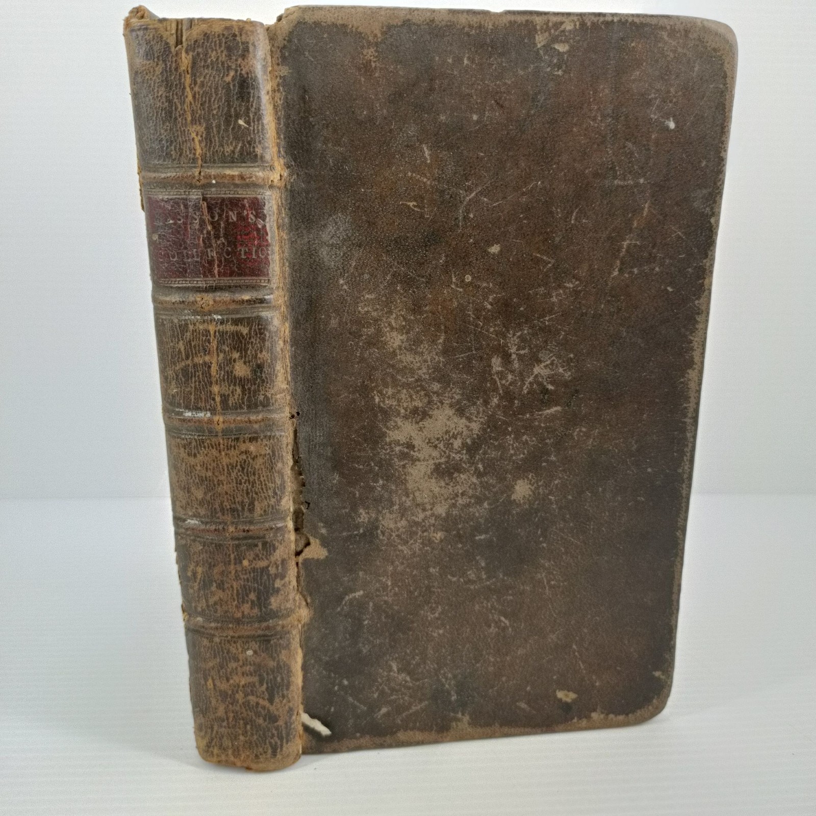 Antique Leather Bound Book Collection Fables Poems 18th Century Foxing Wear