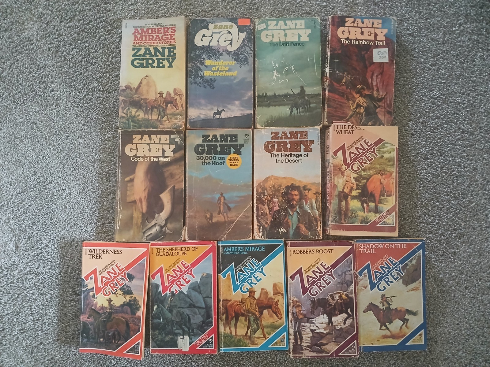 LOT OF 13 VINTAGE ZANE GREY POCKET WESTERNS