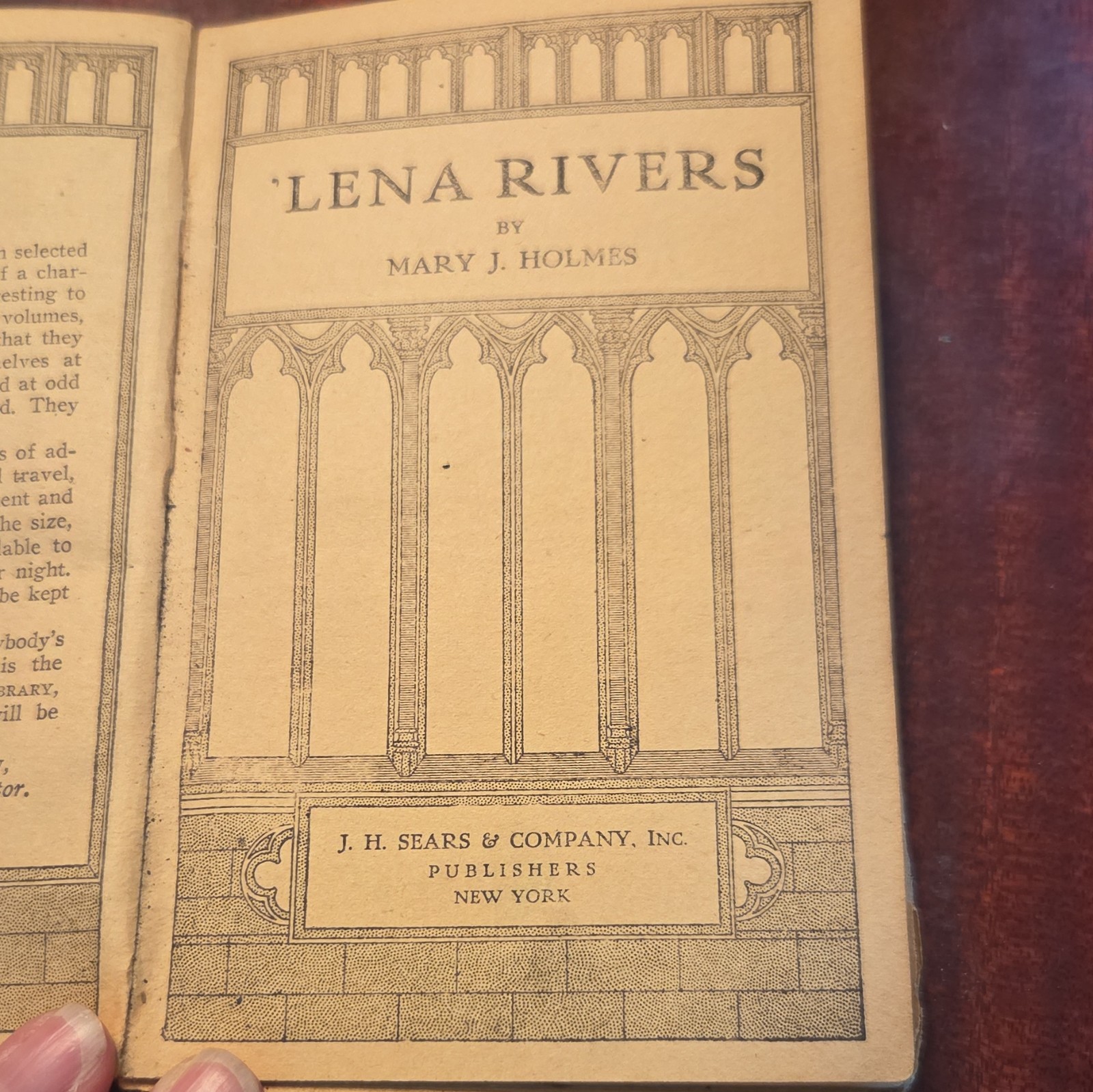 Mary J. Holmes Lena Rivers Cloth Hardcover J. H. Sears & Company New York