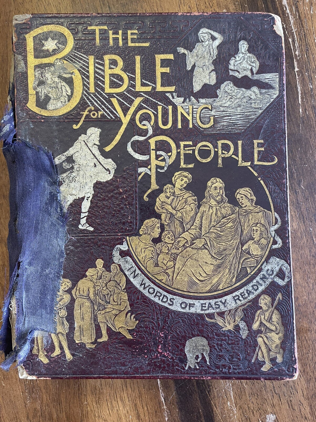 Antique The Bible for Young People 1889 Poor Condition 416 pages Illustrated