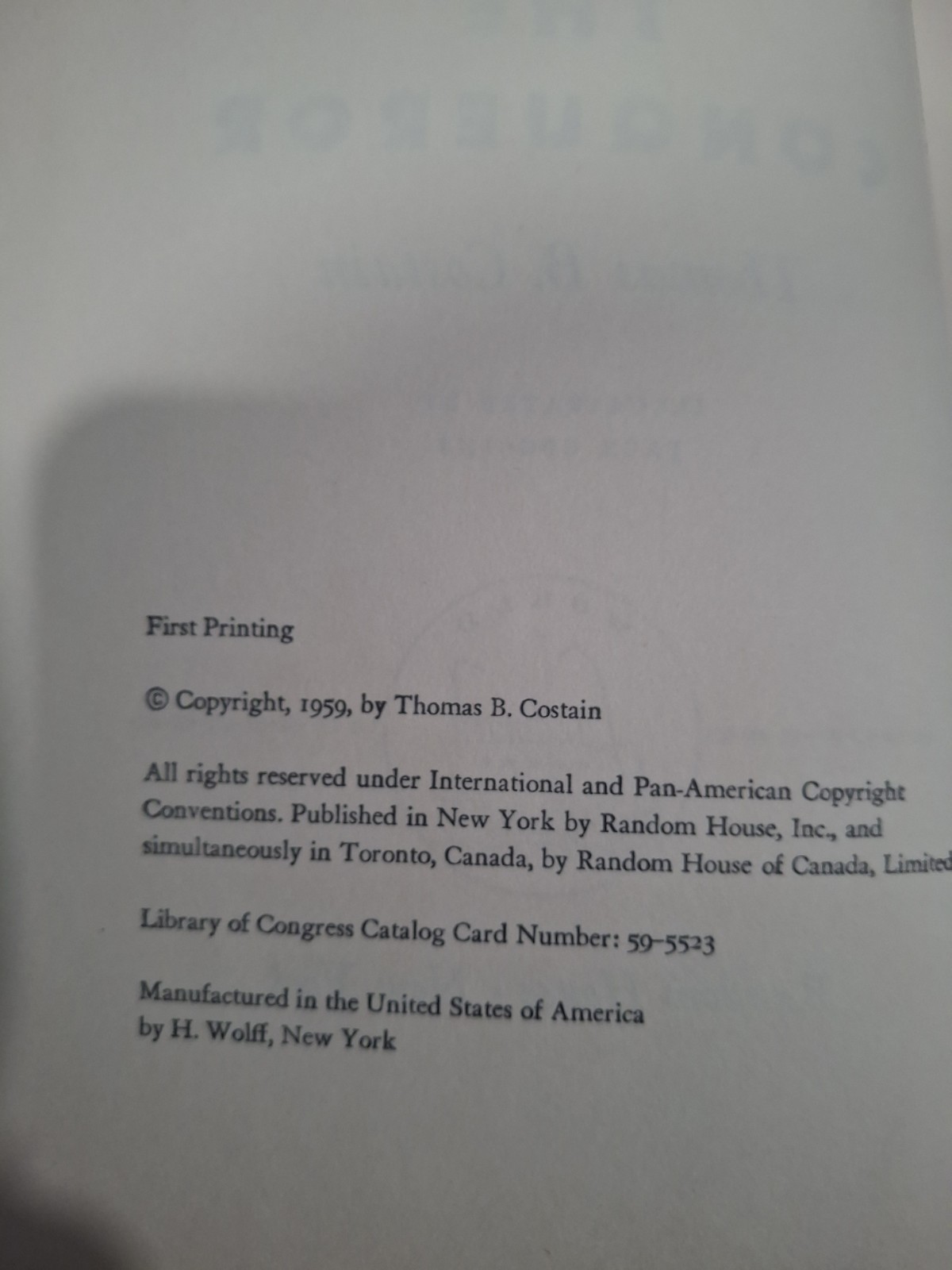 1959 – William the Conqueror, World History, 1st Printing