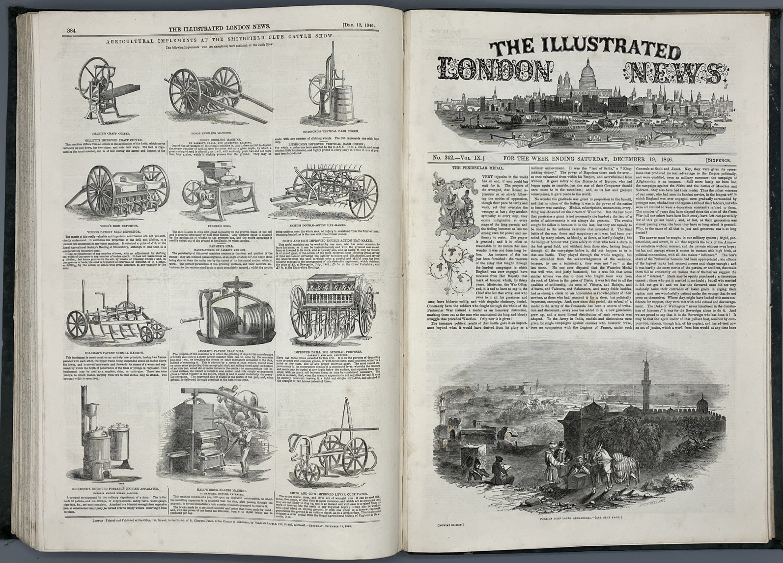 The Illustrated London News 1846 Vol 9 Jul-Dec Kaffir War Wellington Statue