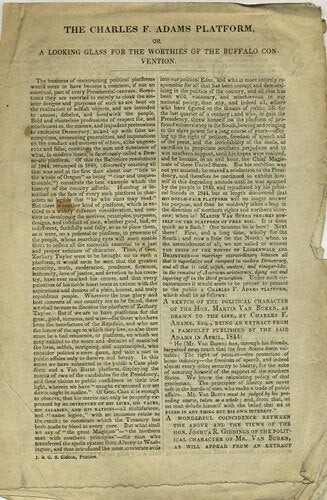 [Whig Party]: The Charles F. Adams Platform, or a Looking Glass…Buffalo 1848