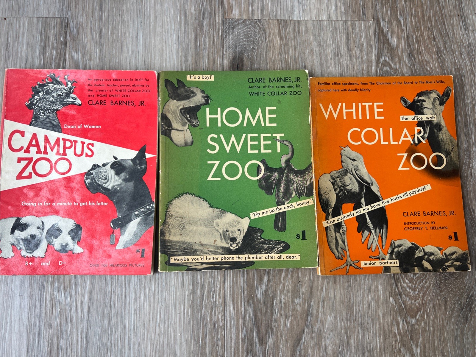 VINTAGE LOT 3 CLARE BARNES HUMOR BOOKS HOME SWEET ZOO WHITE COLLAR CAMPUS ZOO
