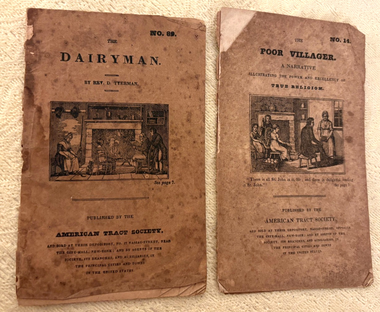 Two Early American Tract Society Pubs. 14 Poor Villager & 89 Dairyman, 1825-1827