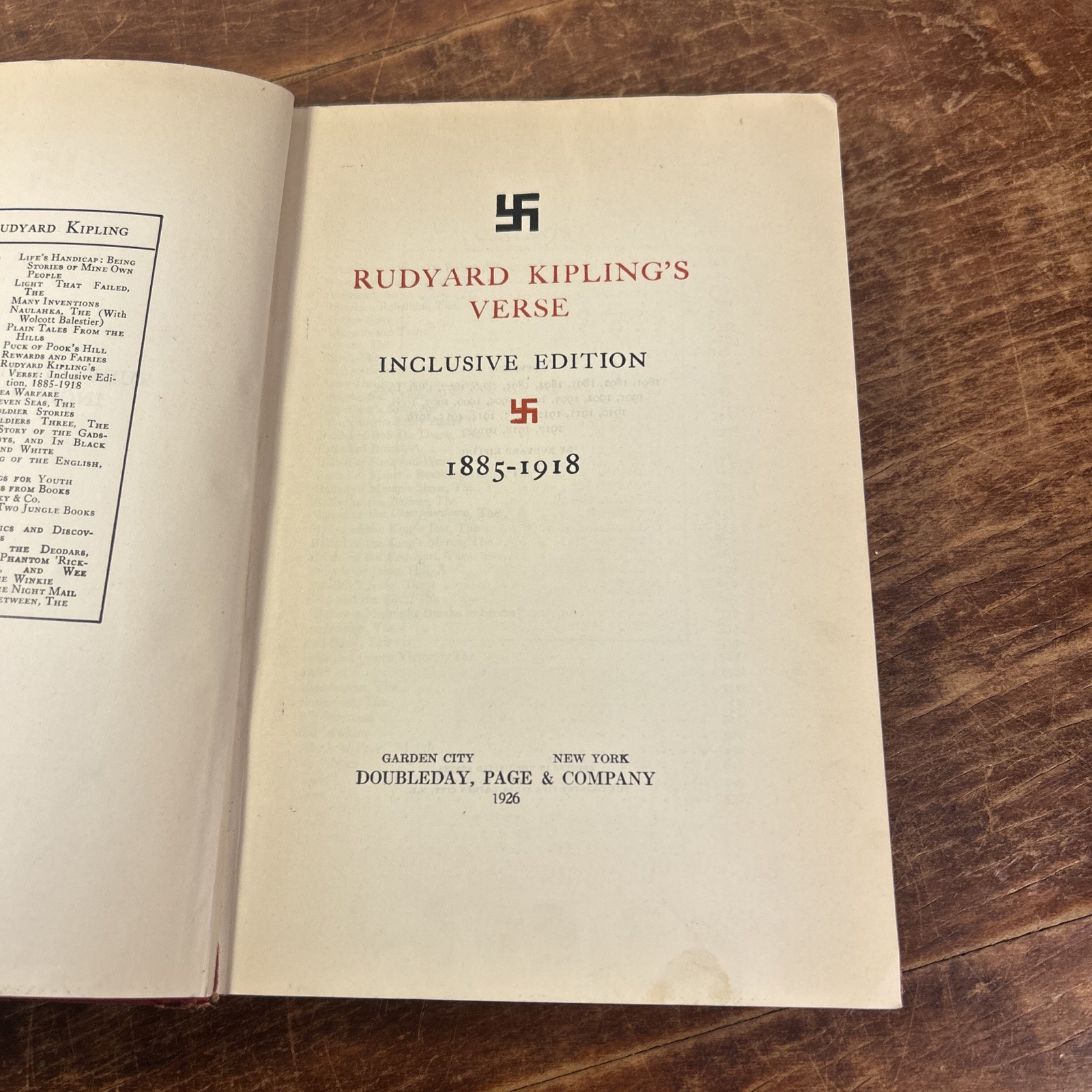 RUDYARD KIPLING’S VERSE INCLUSIVE EDITION 1885-1918 Printed 1926 Doubleday