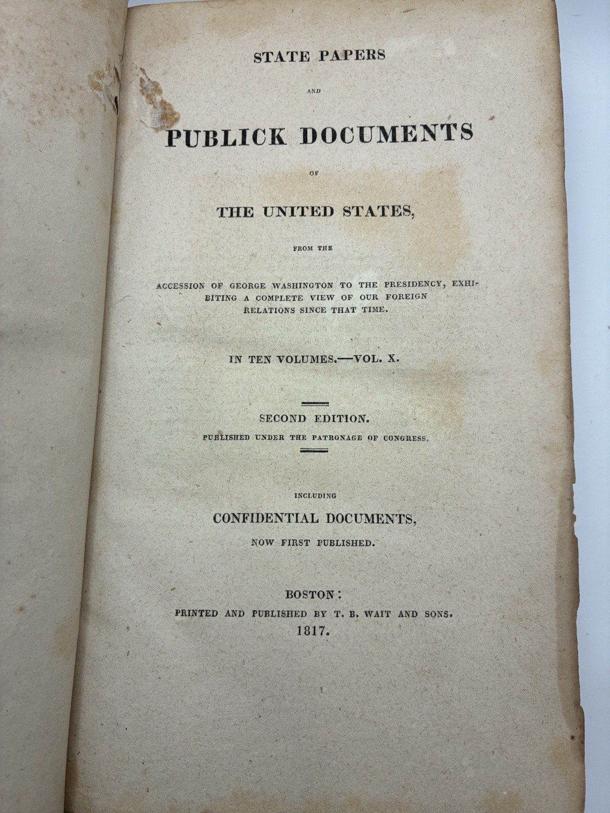 1817 State Papers of Publick Document of The United States Volume 10 2nd Edit