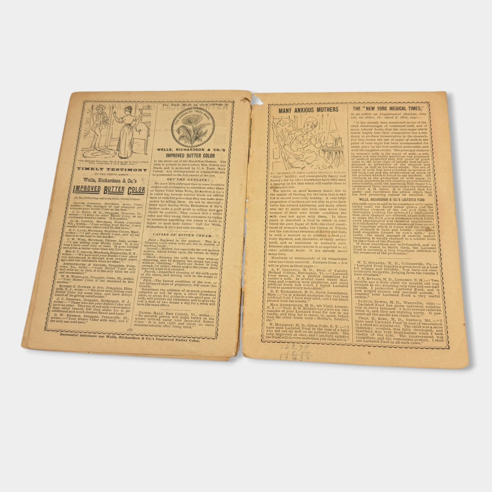 Victorian Almanac Lot 1885 1886 1889 1891 Handwritten Notes & Ads