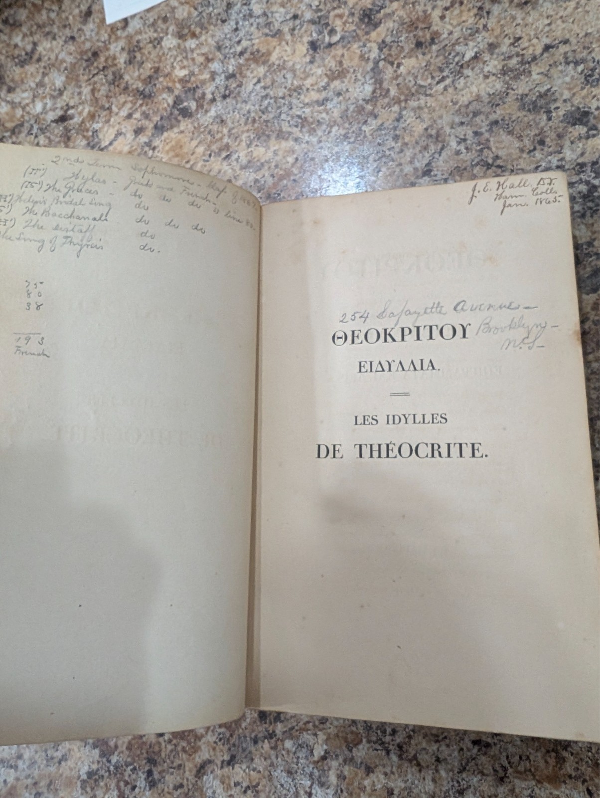 Les Idylles de Théocrite, traduites en vers français.-Relié, 1833 RARE Antique