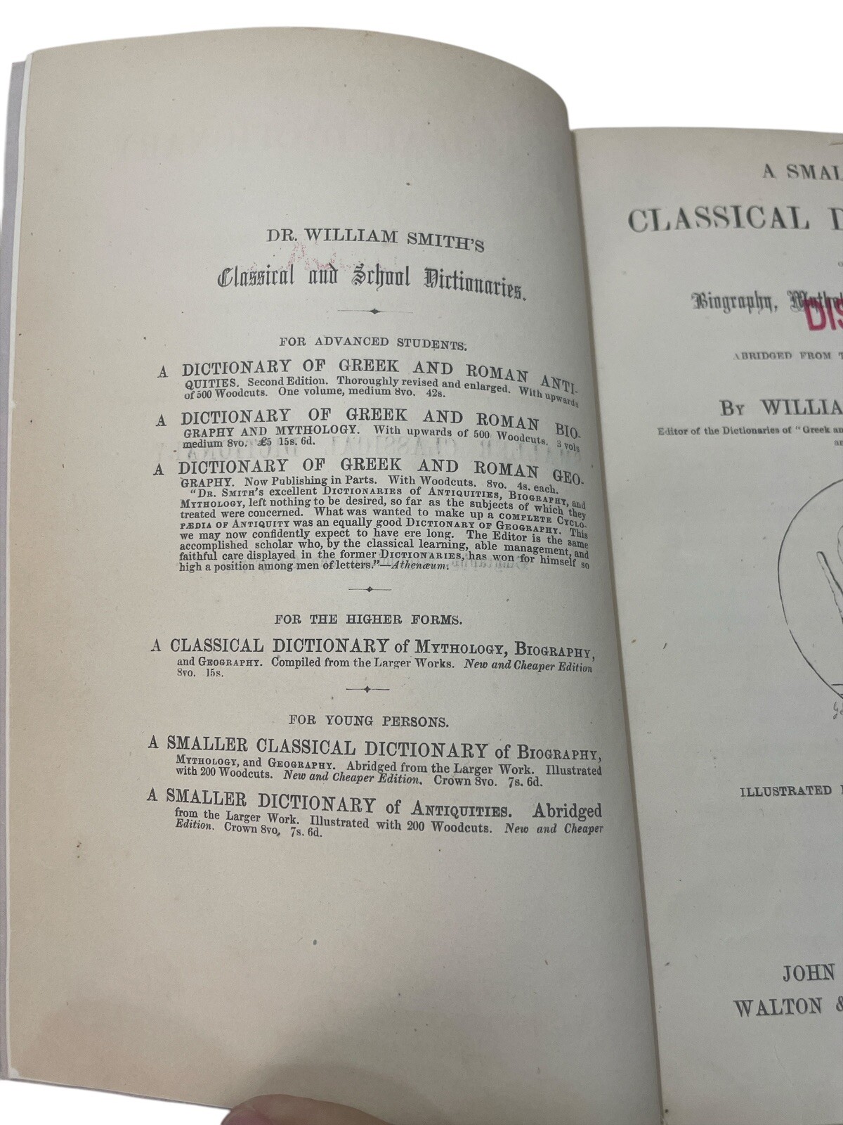 A Smaller Classical Dictionary William Smith 1854 Edition Biography Mythology