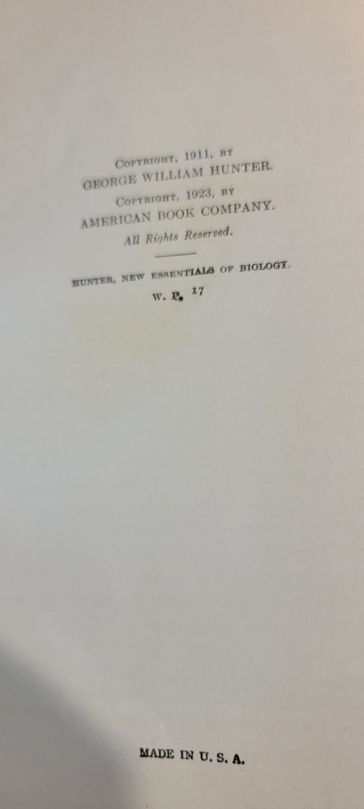 Essentials Of Biology Presented In Problems 1923 By George Wm. Hunter USA
