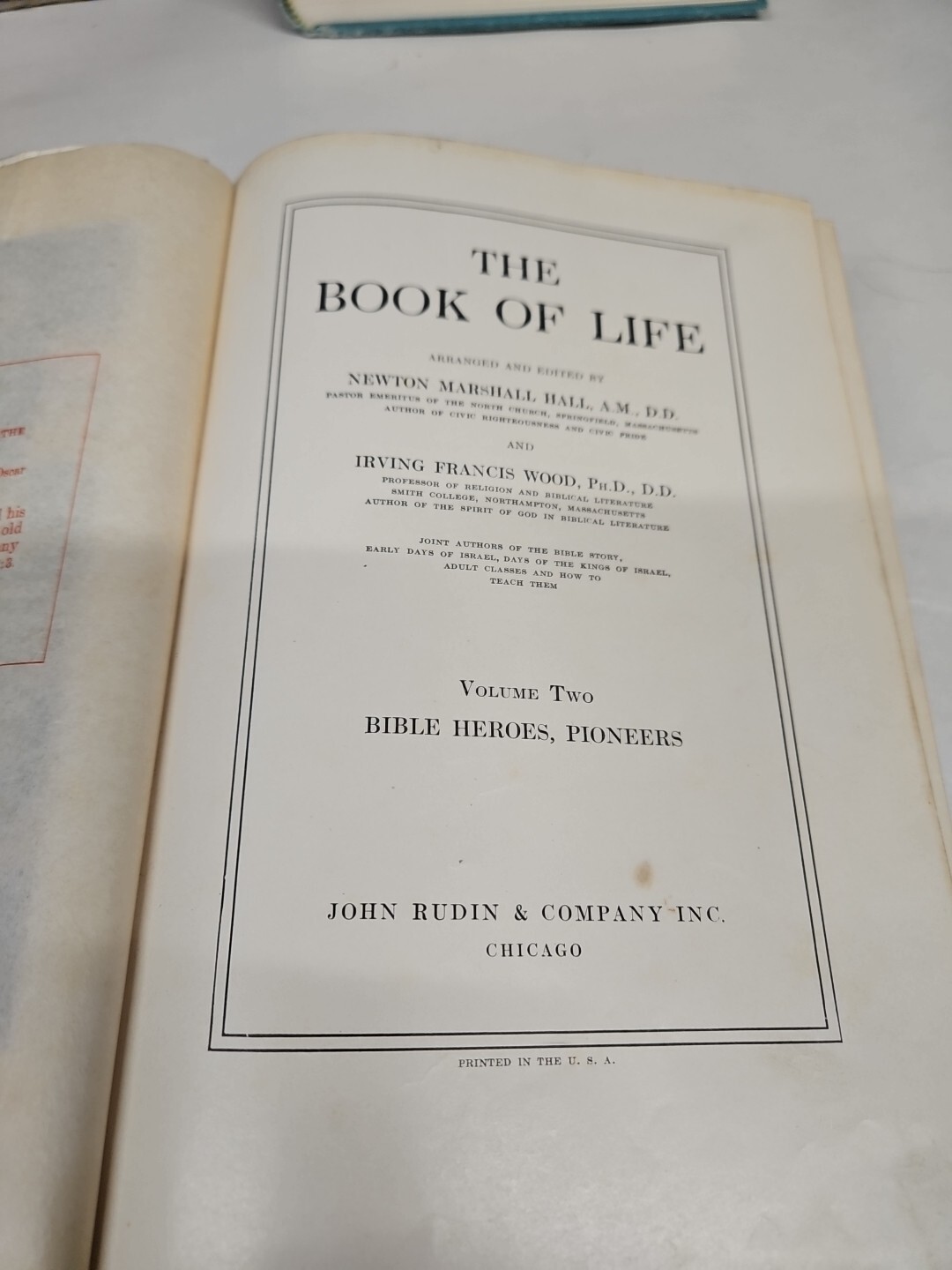 The Book Of Life Volume 2 Bible Heroes Pioneers Vintage 1927 4th Ed Illustrated