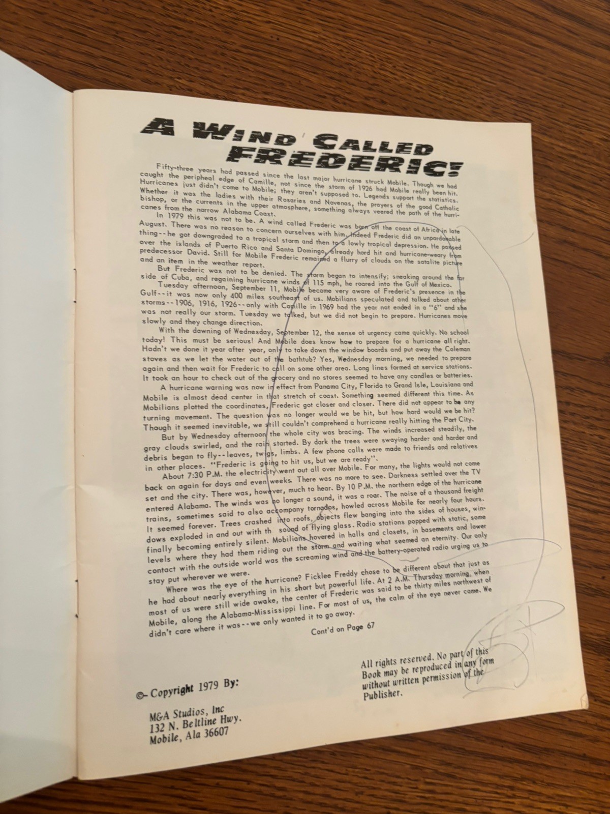 A WIND CALLED FREDERIC PHOTO DOCUMENTARY 1979 HISTORY MOBILE
