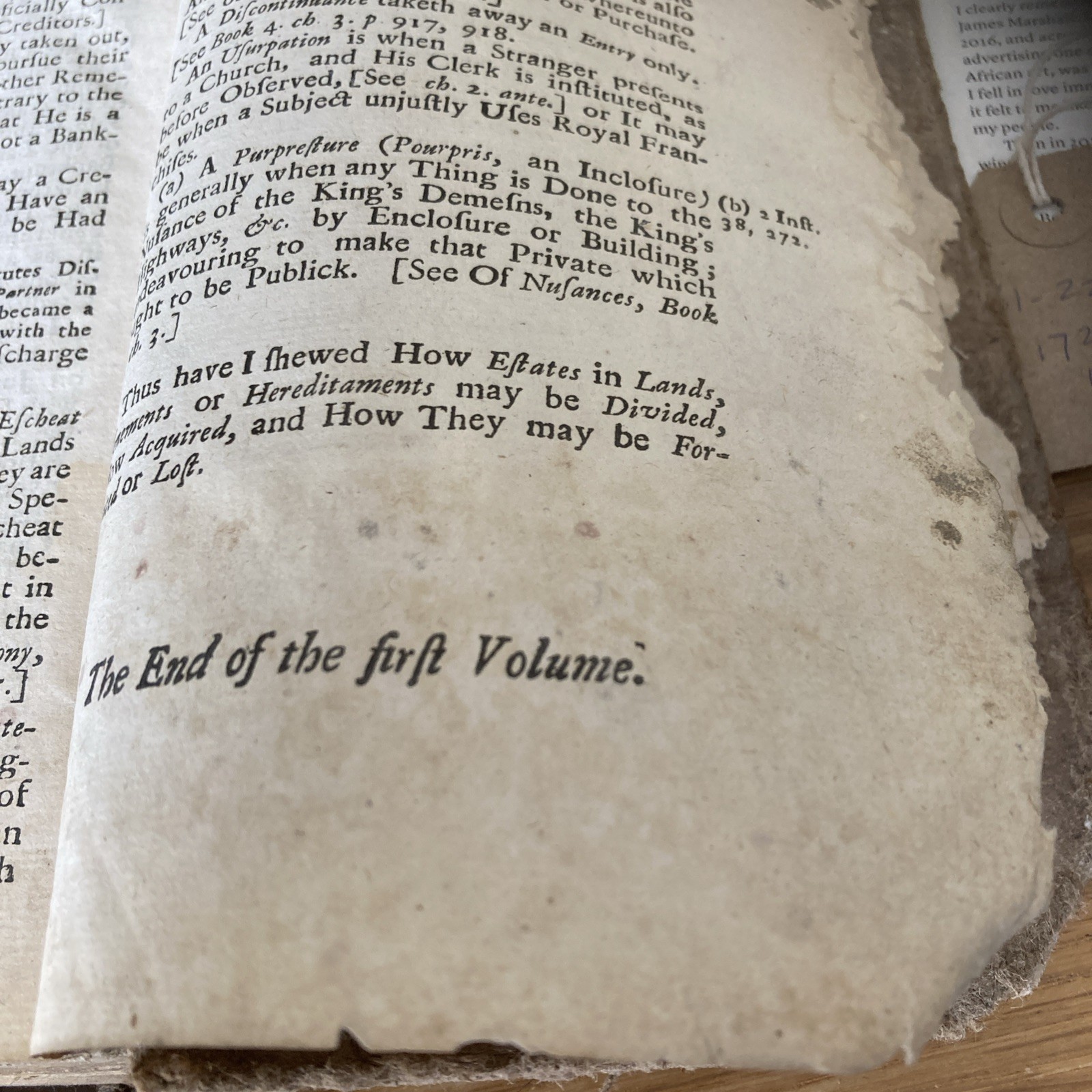 Antique 1st Edition Institute of the Laws of England vol 1 Thomas Wood Book 1720