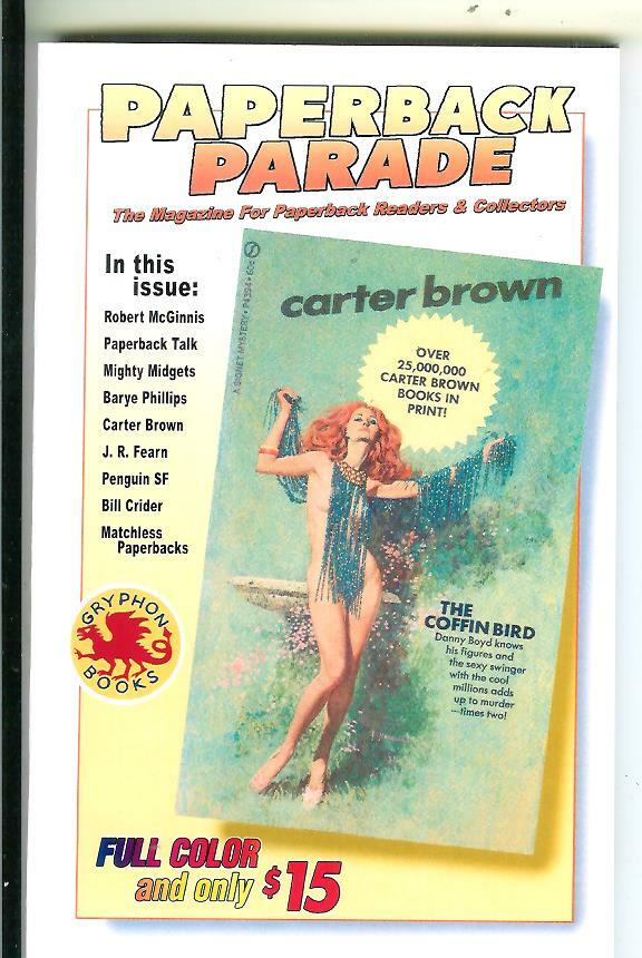 PAPERBACK PARADE #104, book collector mag, Carter Brown crime pbs, gga McGinnis