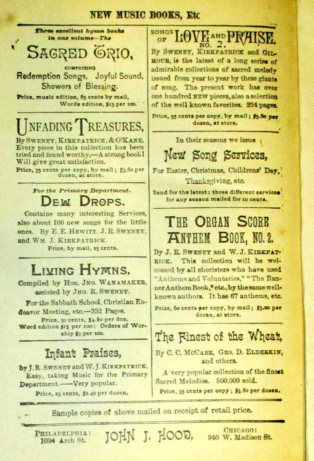 Songs of Love and Praise Number 3 1896 First Edition 224 Pages NICE!!!!!