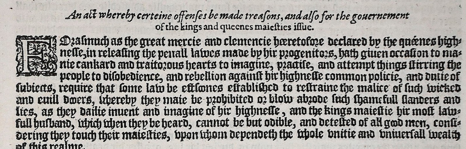 1587 Grafton Mary I Treason Succession Law Bifolium Tudor Parliament
