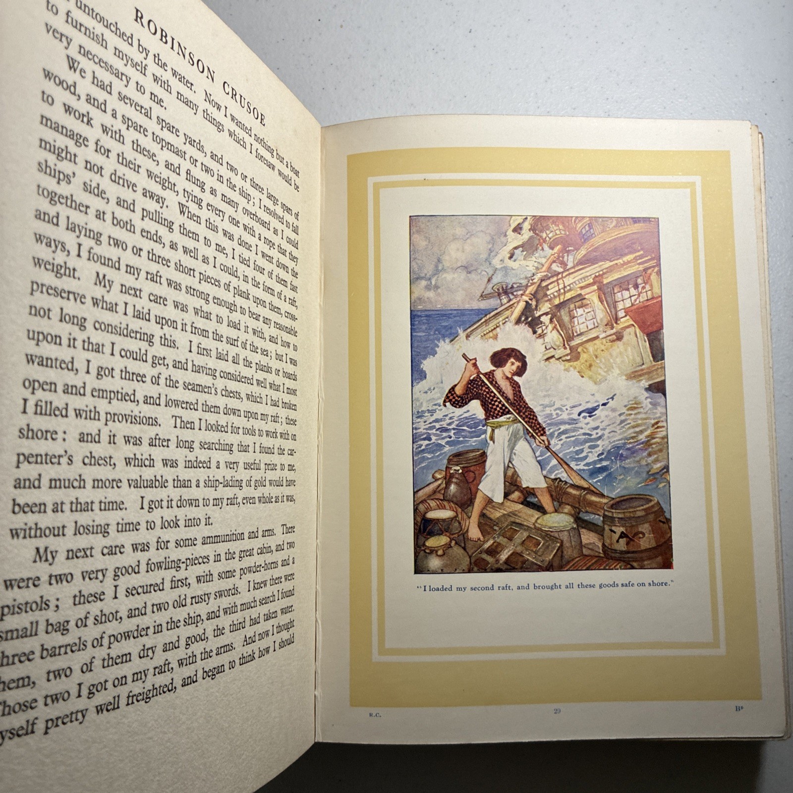 Robinson Crusoe Daniel Defoe AE Jackson 24 Color Plates Vintage Hardcover Book