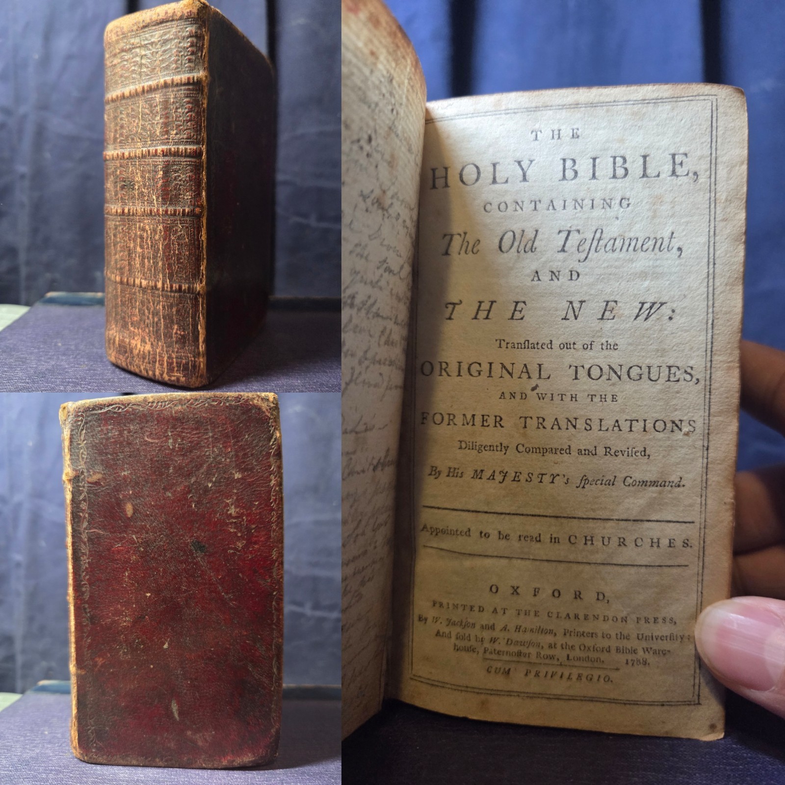 The Holy Bible Containing the Old Testament and The New 1788 ~ Fine Binding